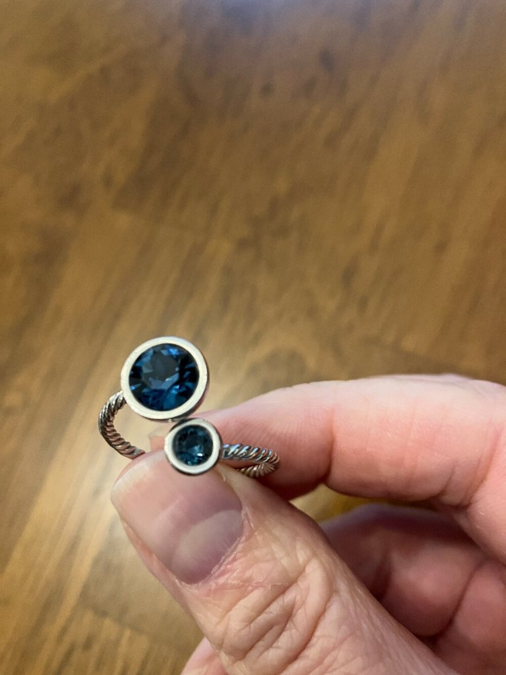 Touchstone Crystal by Swarovski Curled Up Ring in Montana Blue Size 8